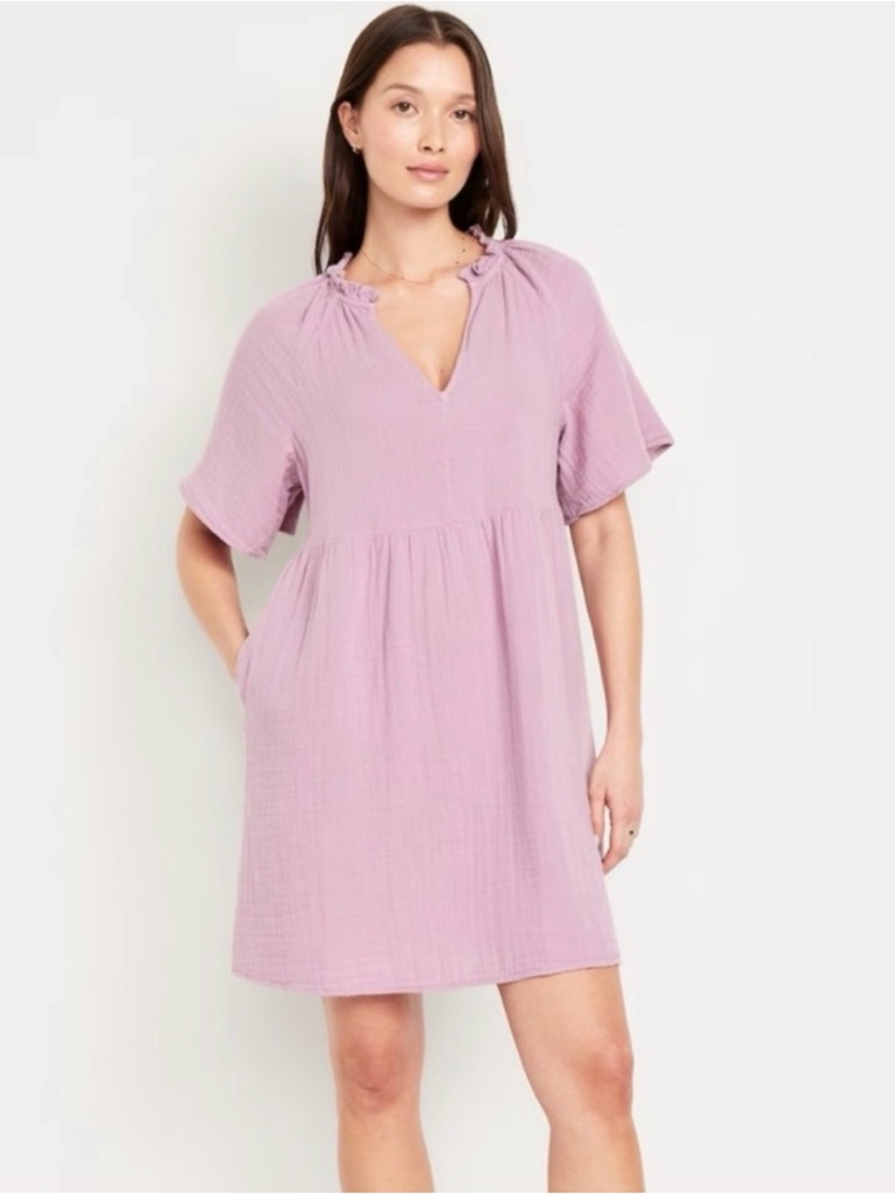 Old Navy Mauve Crinkle Gauze Dress
